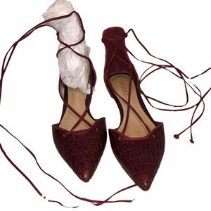 SCHUTZ Burgundy Flats with Lace-Up Design